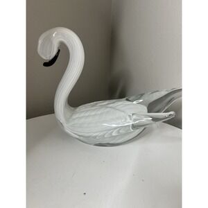 F.M. Ronneby Vintage Glass Swan Figurine‎ Konstglas Sweden Paperweight Signed